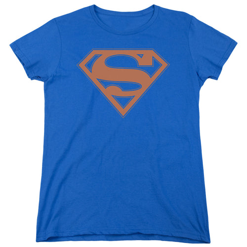 Superman Blue & Orange Shield Royal Womens T-Shirt