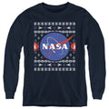 NASA Ugly Christmas Sweater Logo Youth Long Sleeve T-Shirt