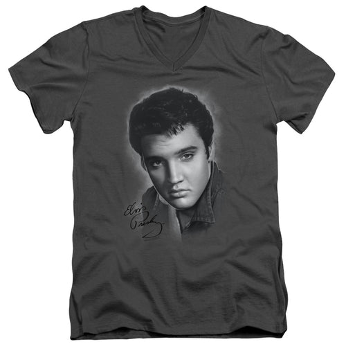 Elvis Presley Grey Portrait V-Neck T-Shirt