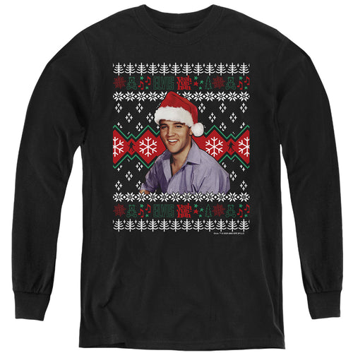 Elvis Presley Ugly Christmas Sweater Youth Long Sleeve T-Shirt