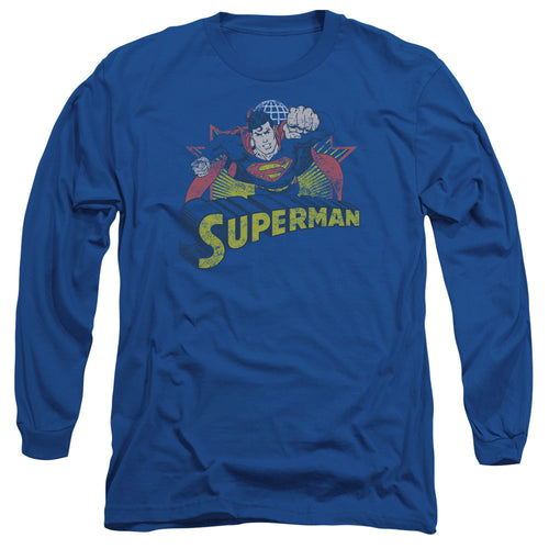Justice League Superman Rough Distress Long Sleeve T-Shirt