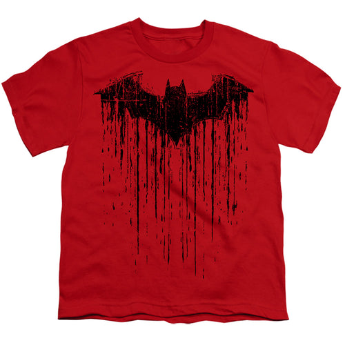 Batman Paint Drip Bat on Red Youth/Toddler T-Shirt