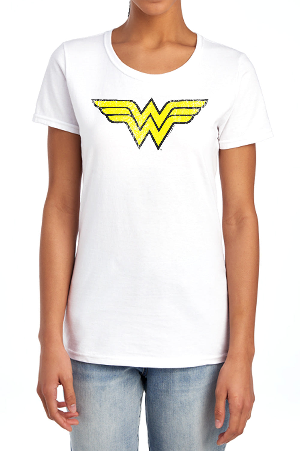 Wonder Woman Ww Logo Distressed Womens T-Shirt
