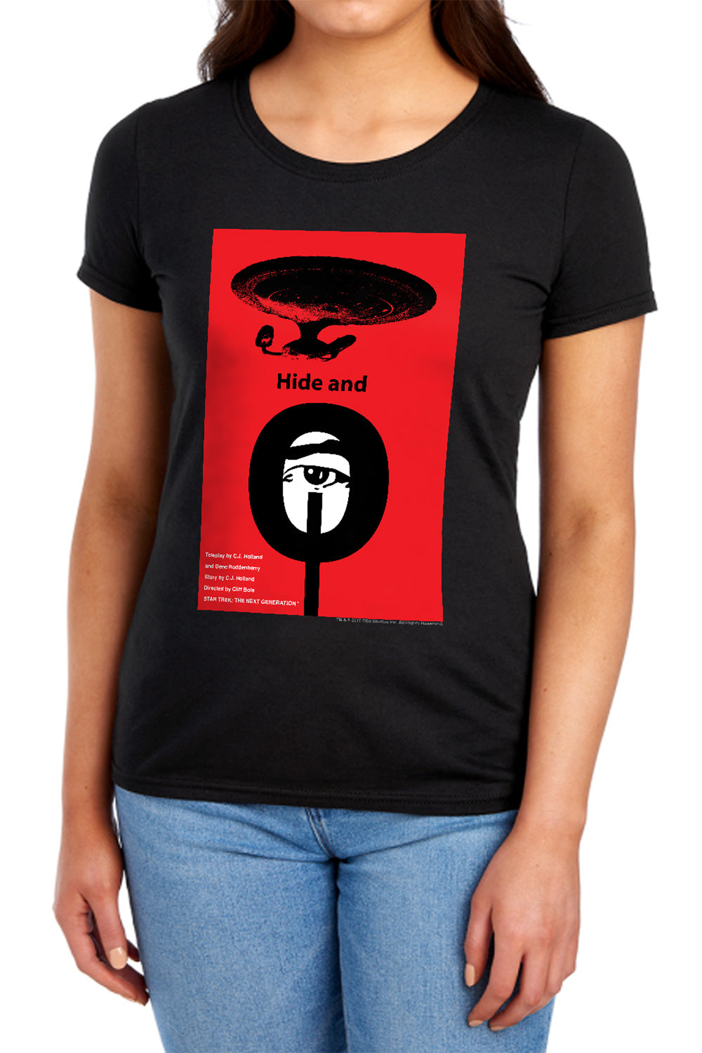 Star Trek Hide and Q Black Womens T-Shirt