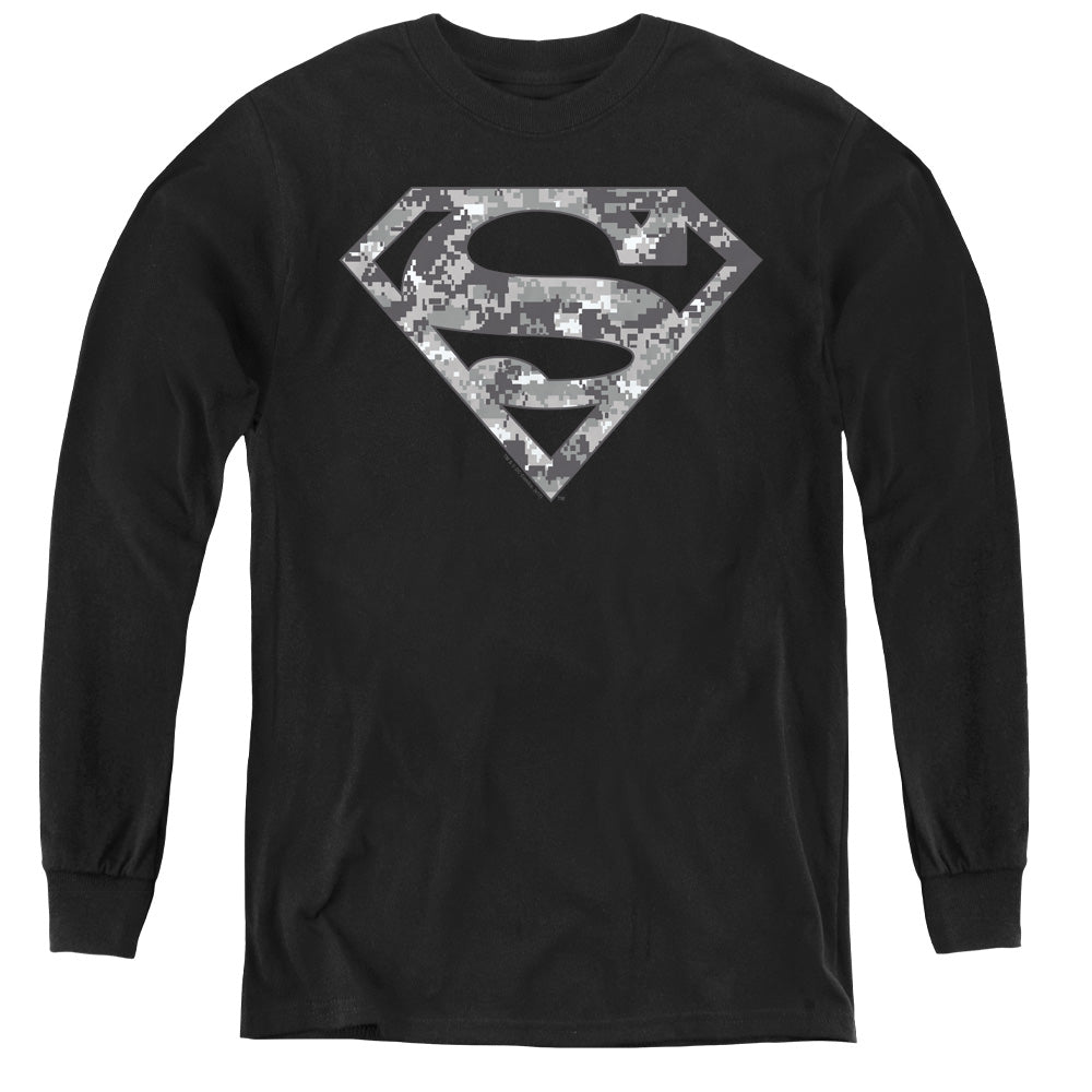 Superman Urban Camo Shield Youth Long Sleeve T-Shirt