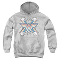 Wonder Woman Burst Emblem on Athletic Heather Youth Hoodie