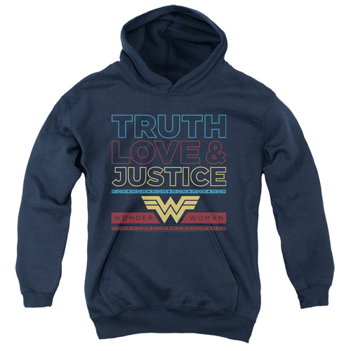 Wonder Woman 1984 Truth Love Justice Stacked Youth Hoodie