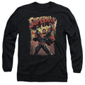 Superman Lift Up Black Long Sleeve T-Shirt