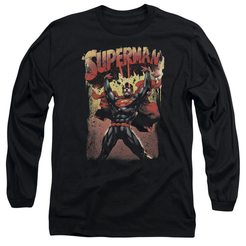 Superman Lift Up Black Long Sleeve T-Shirt