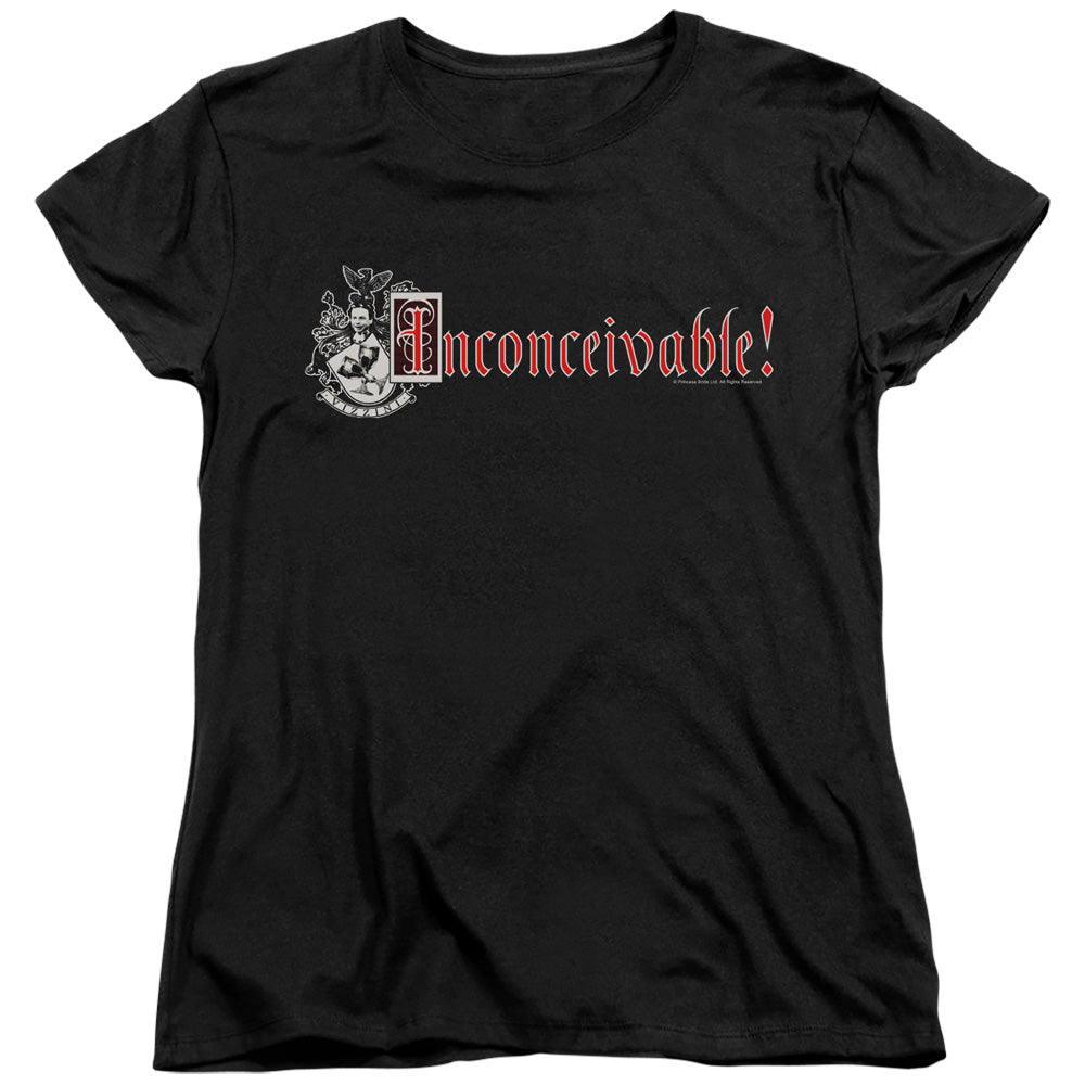 The Princess Bride Vizzini Crest Black Womens T-Shirt