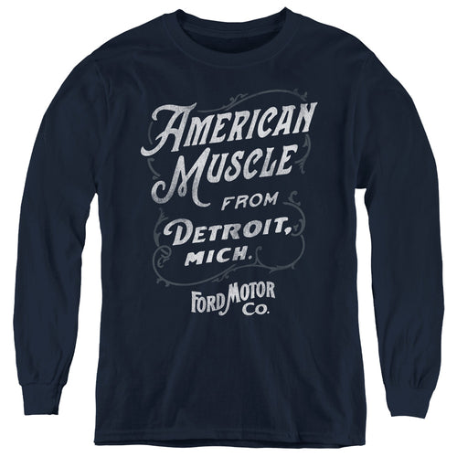 Ford American Muscle Classic Script Youth Long Sleeve T-Shirt