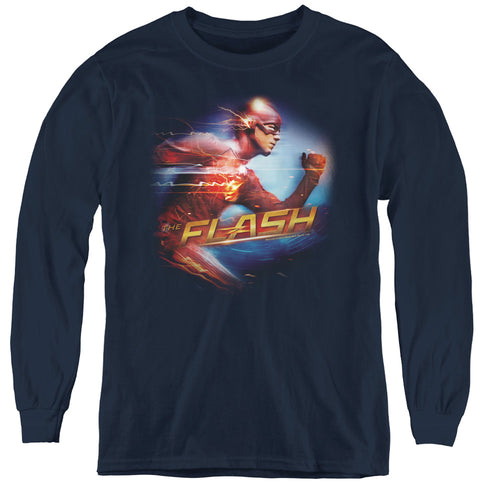 The Flash Fastest Man Navy Youth Long Sleeve T-Shirt