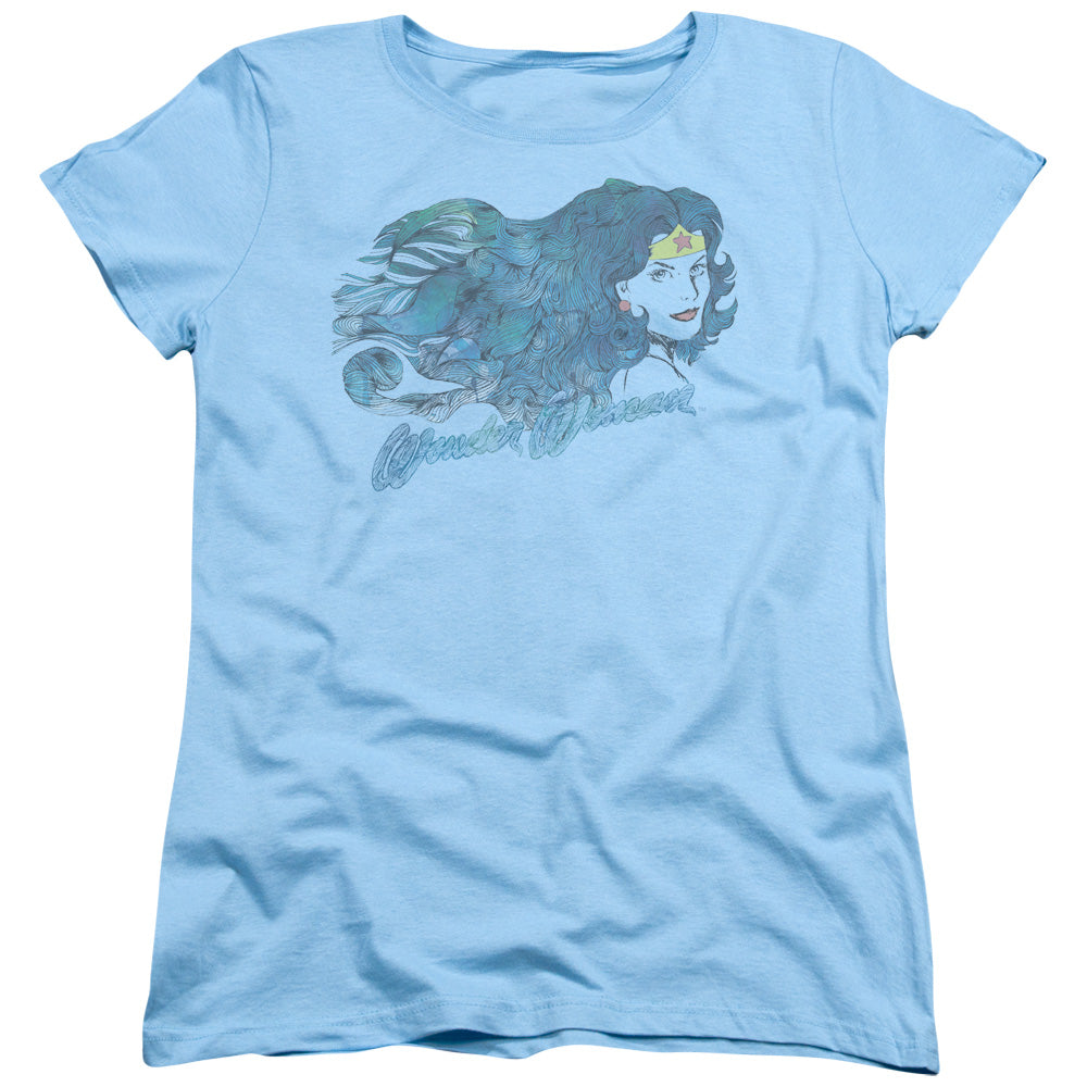 Justice League Watercolor Hair Womens T-Shirt