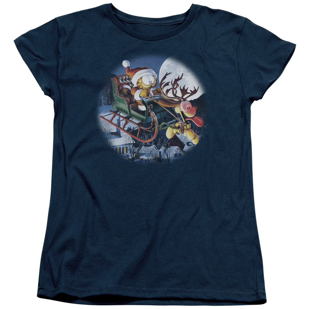 Garfield Moonlight Ride Womens T-Shirt