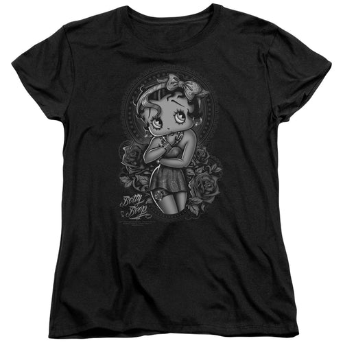 Betty Boop Fashion Roses Womens T-Shirt