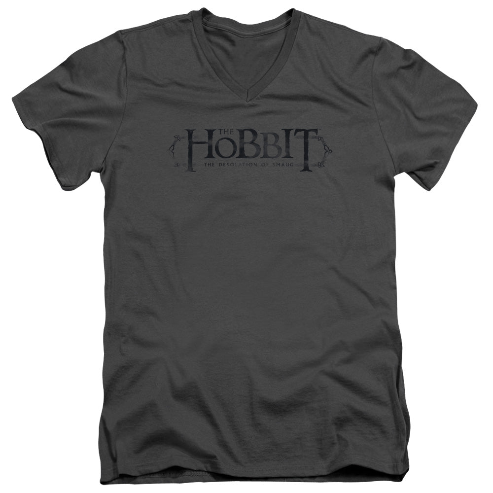 The Hobbit Ornate Logo Charcoal V-Neck T-Shirt