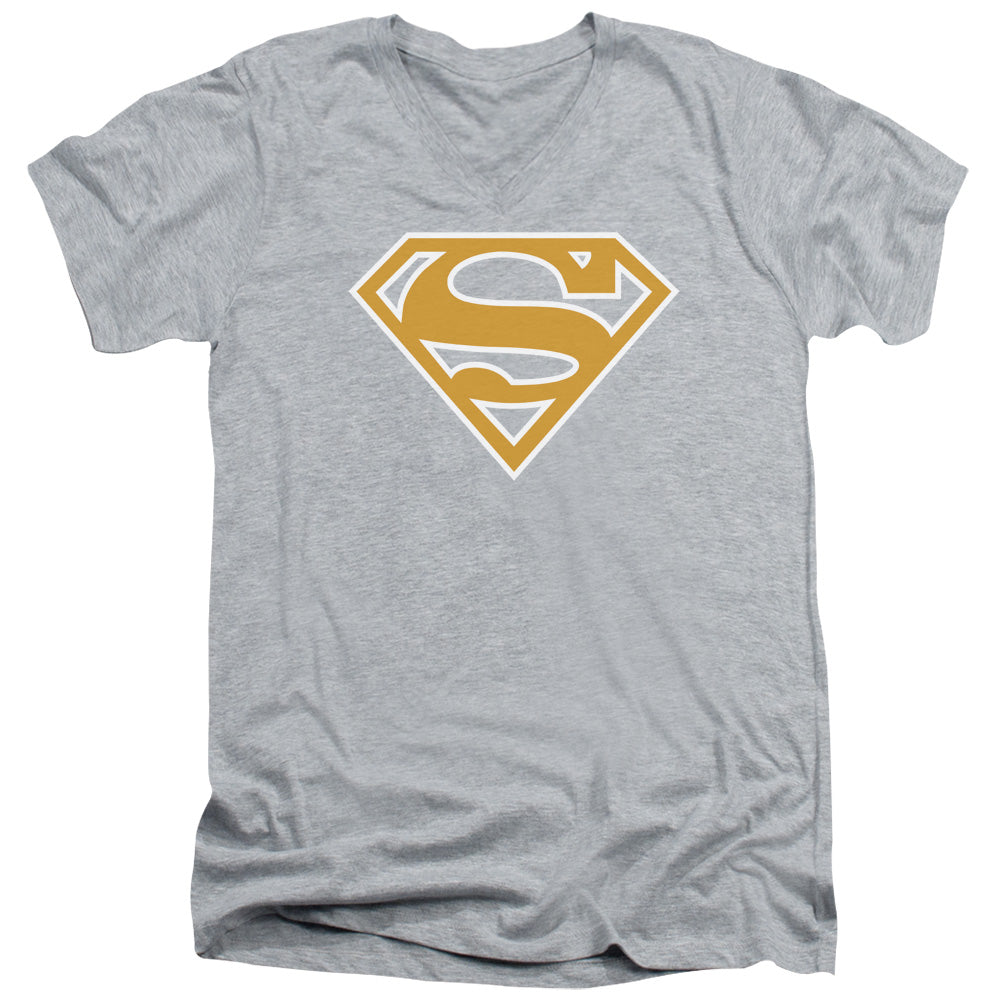 Superman Lt Orange & White Shield V-Neck T-Shirt
