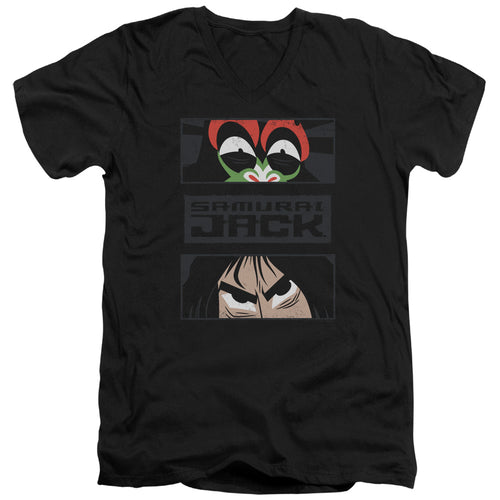 Samurai Jack Stare Down Black V-Neck T-Shirt