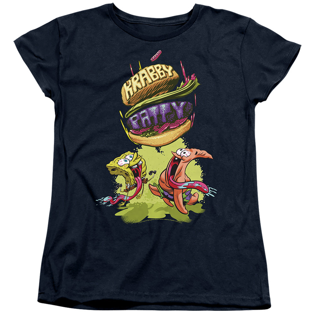 Spongebob Squarepants Krabby Patty From the Sky Womens T-Shirt