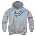 Superman Blue & White Shield Athletic Heather Youth Hoodie