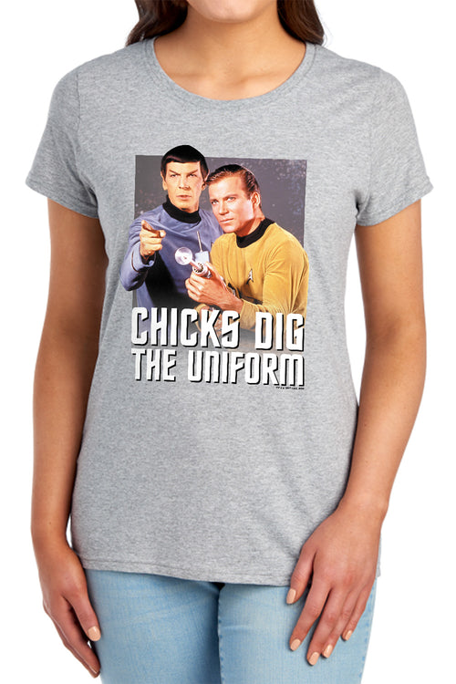 Star Trek Chicks Dig the Uniform Womens T-Shirt