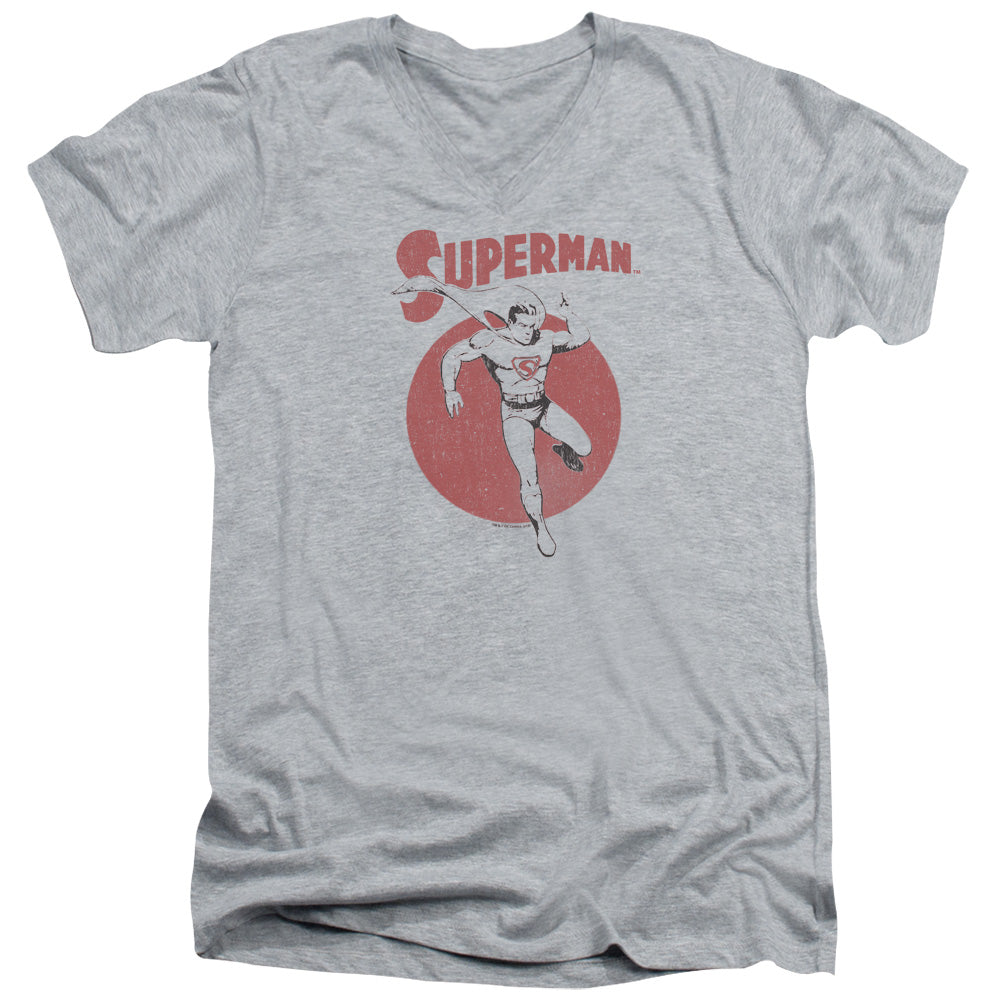 Superman Vintage Sphere Athletic Heather V-Neck T-Shirt