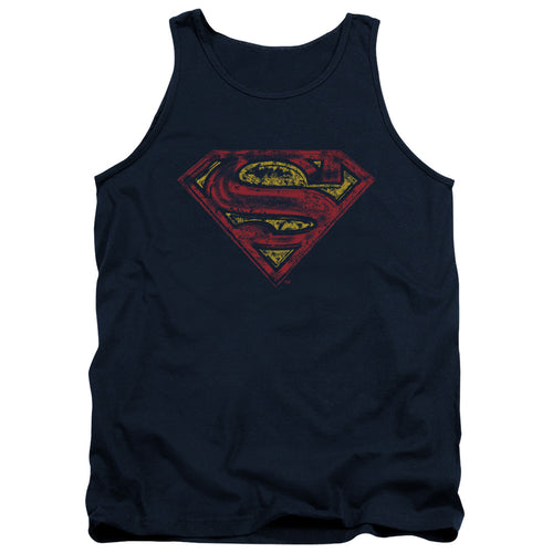 Superman S Shield Rough Navy Tank Top