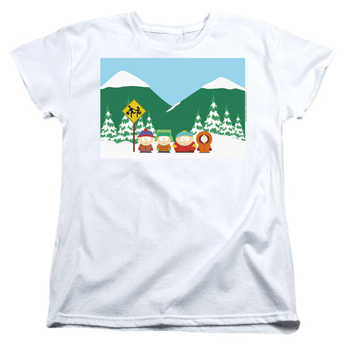 South Park Bus Stop Womens T-Shirt
