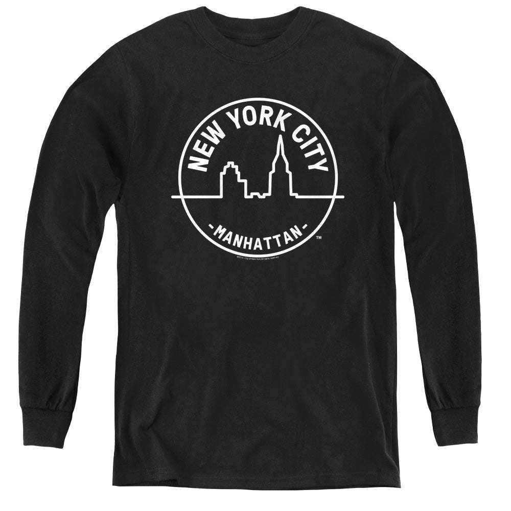 New York City Manhattan Badge Youth Long Sleeve T-Shirt