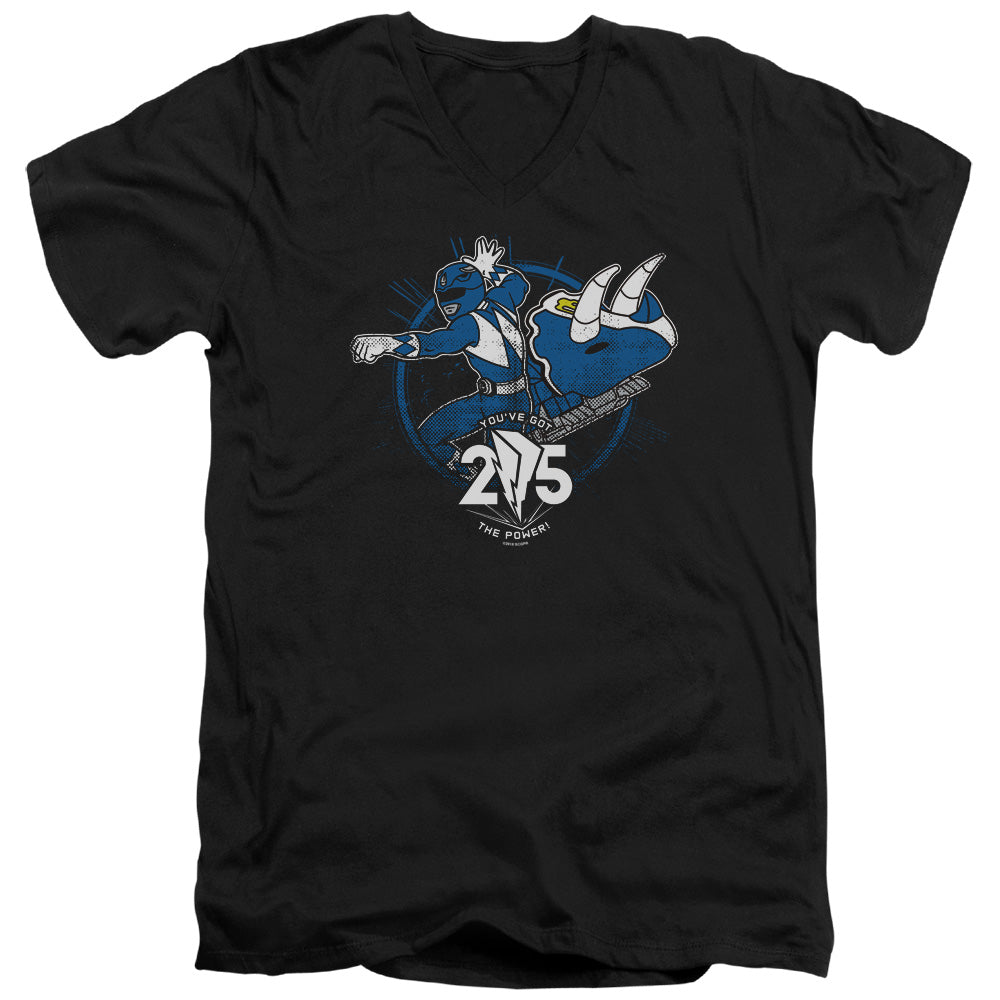 Mighty Morphin Power Rangers Blue 25 V-Neck T-Shirt