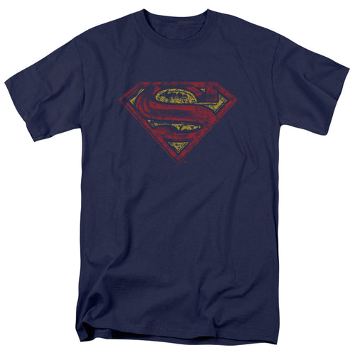 Superman S Shield Rough Navy T-Shirt