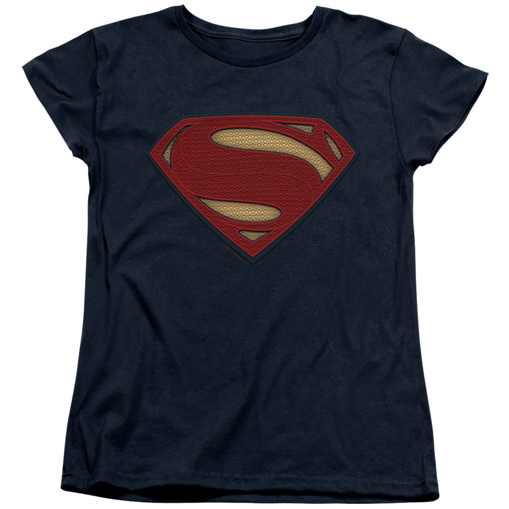 Batman v Superman Superman Costume Shield Womens T-Shirt