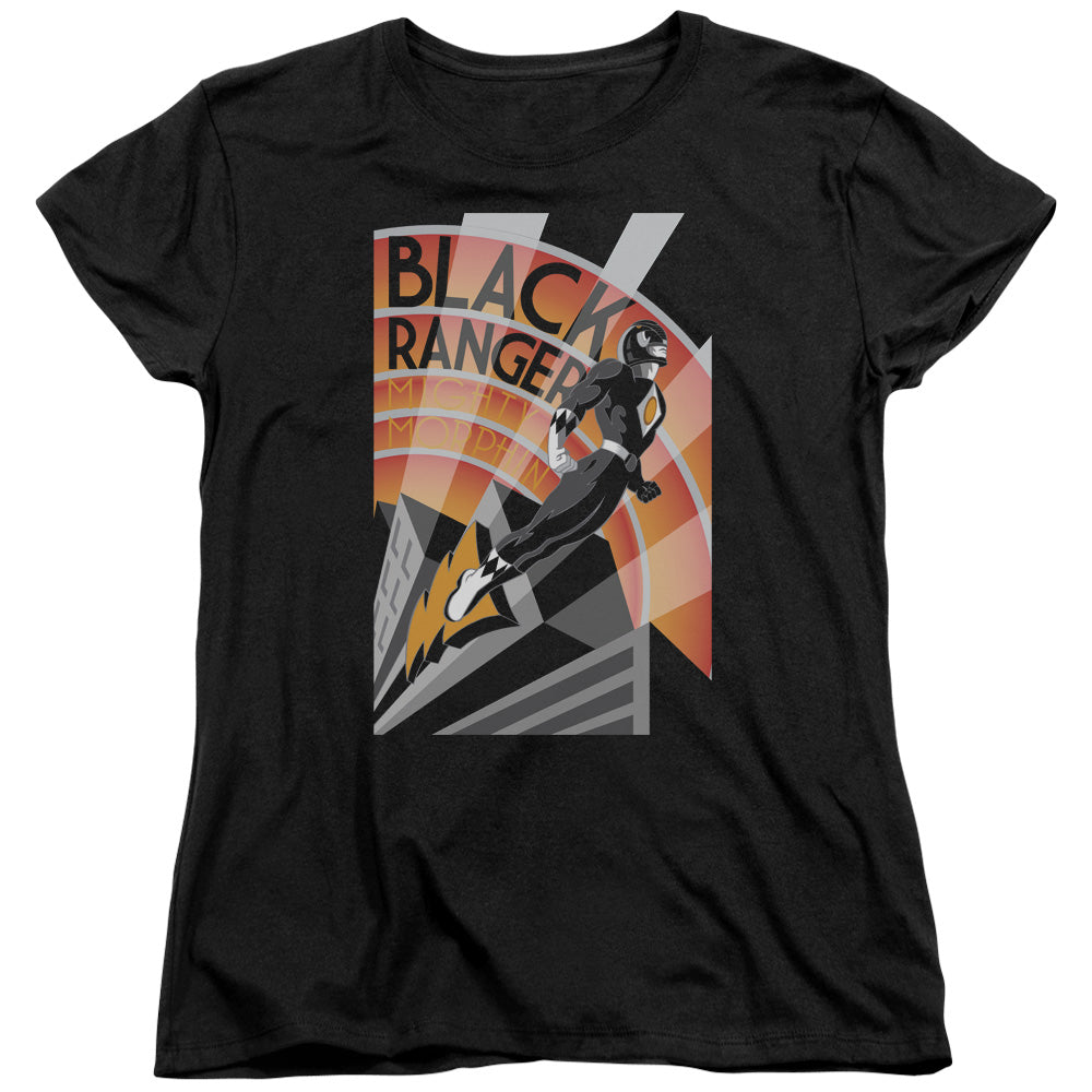 Mighty Morphin Power Rangers Black Ranger Deco Womens T-Shirt