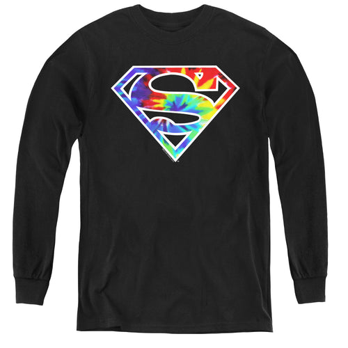 Superman Tie Dye Logo Youth Long Sleeve T-Shirt