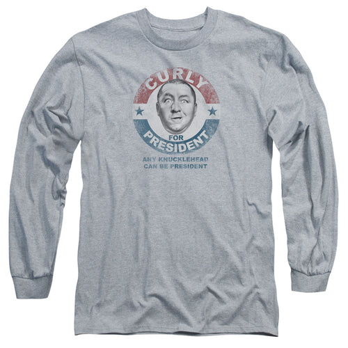 The Three Stooges Curly for President Any Knucklehead Long Sleeve T-Shirt