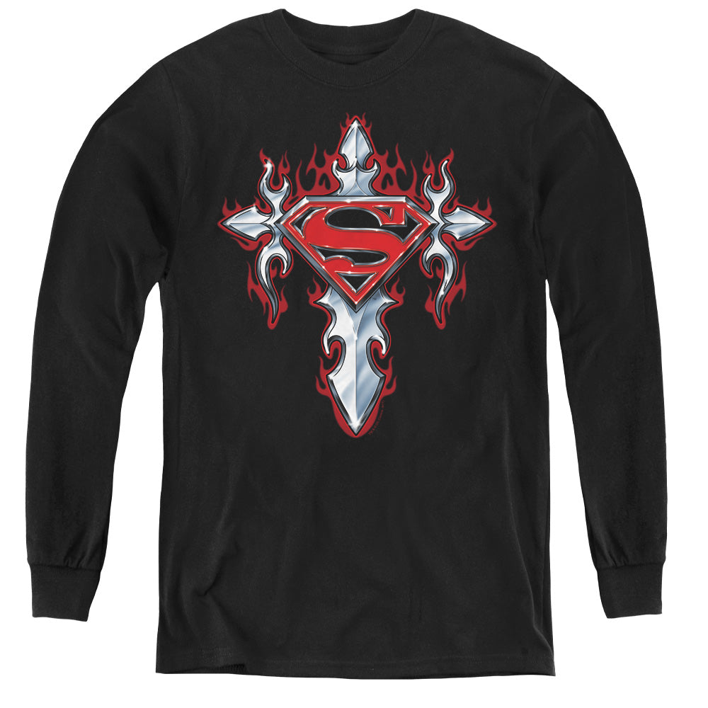 Superman Gothic Steel Logo Youth Long Sleeve T-Shirt