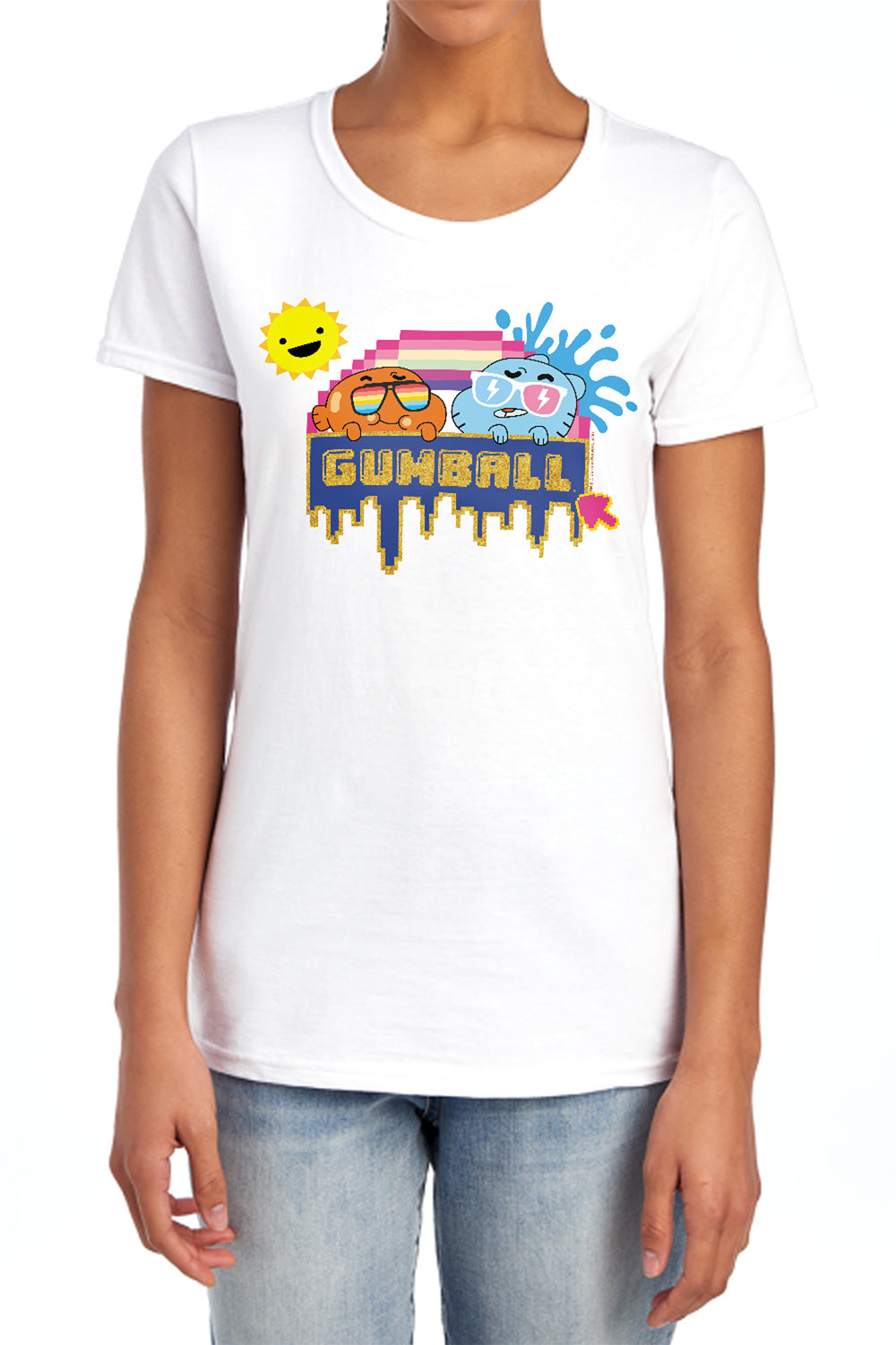 The Amazing World of Gumball Pixel Sunshine Logo Womens T-Shirt
