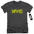 New York City Map Fill Charcoal V-Neck T-Shirt