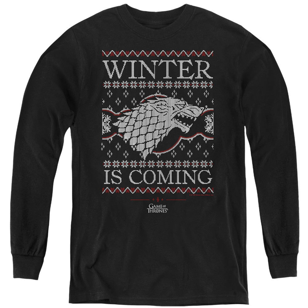 Game of Thrones Winter Is Coming Ugly Christmas Youth Long Sleeve T-Shirt