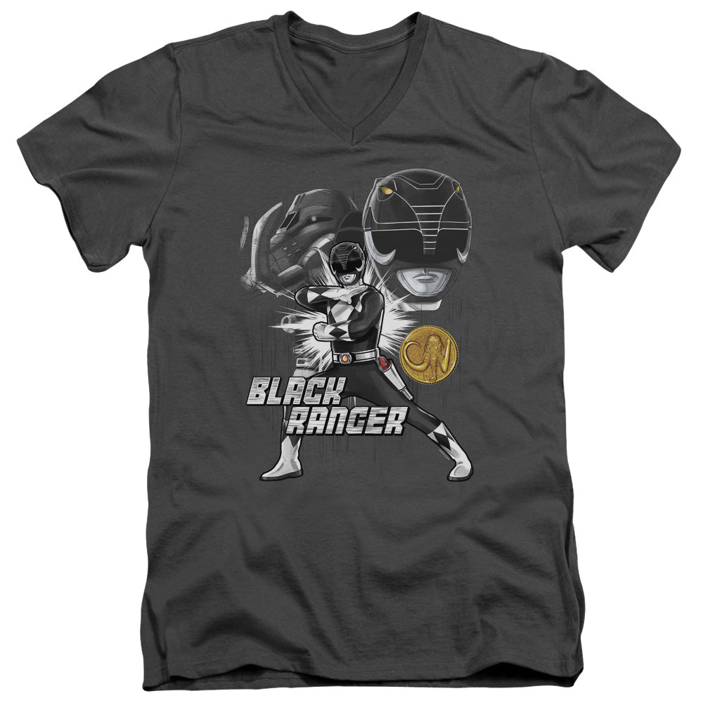 Mighty Morphin Power Rangers Black Ranger V-Neck T-Shirt