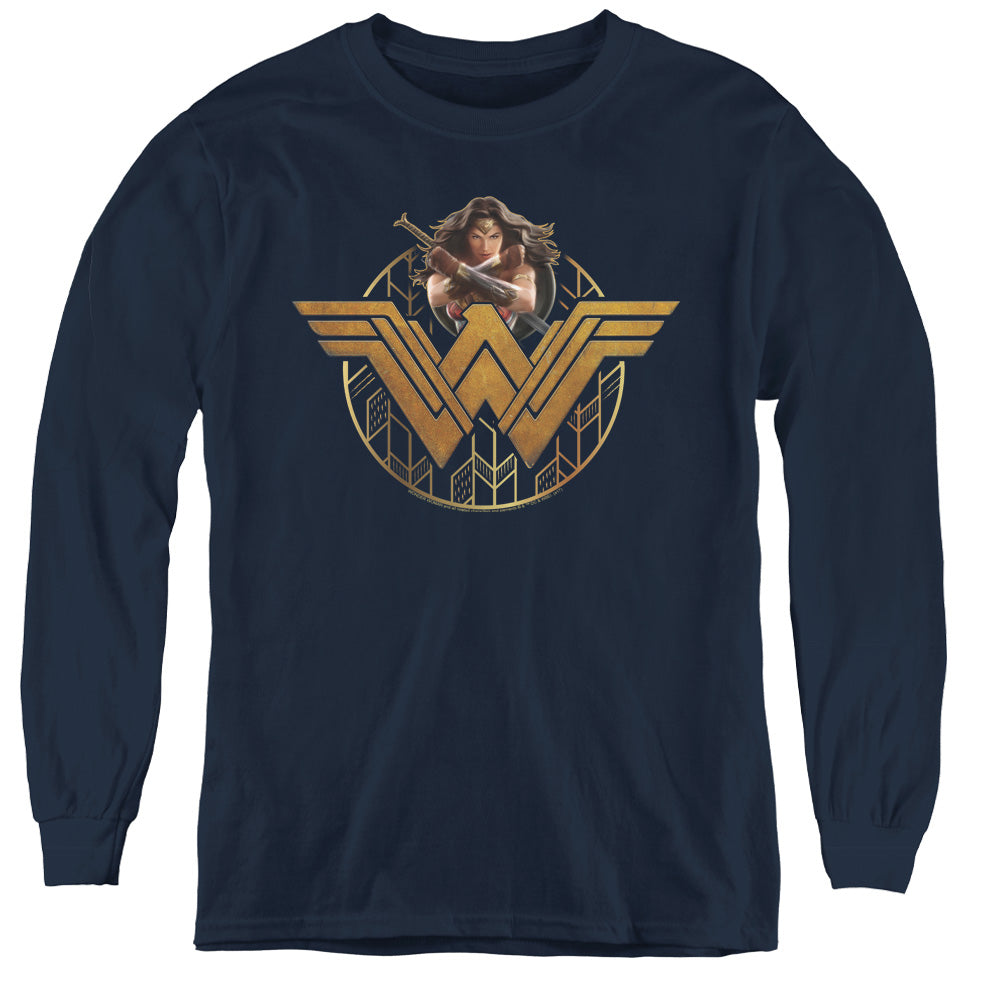 Wonder Woman (2017) Power Stance and Emblem Youth Long Sleeve T-Shirt