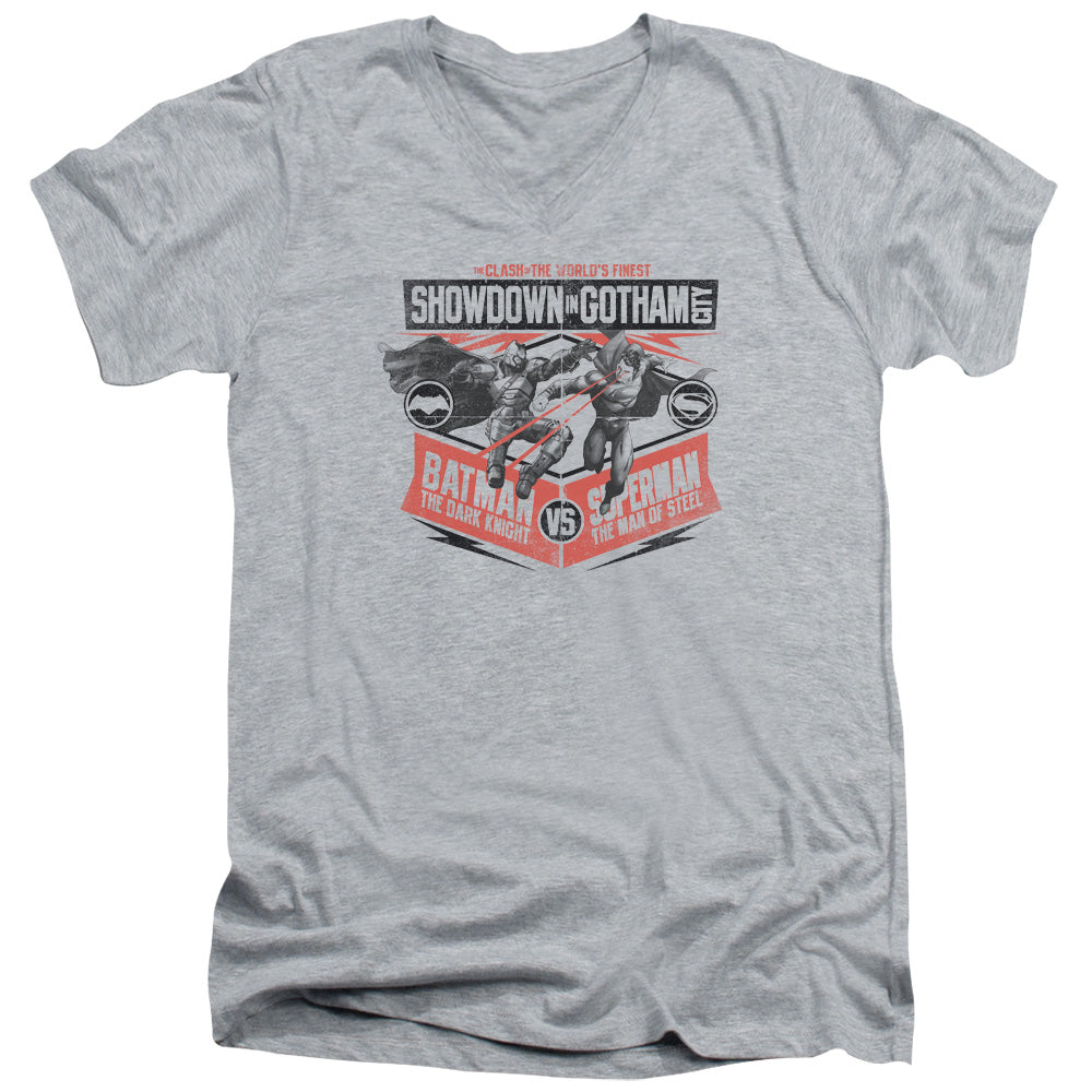 Batman v Superman Showdown In Gotham V-Neck T-Shirt