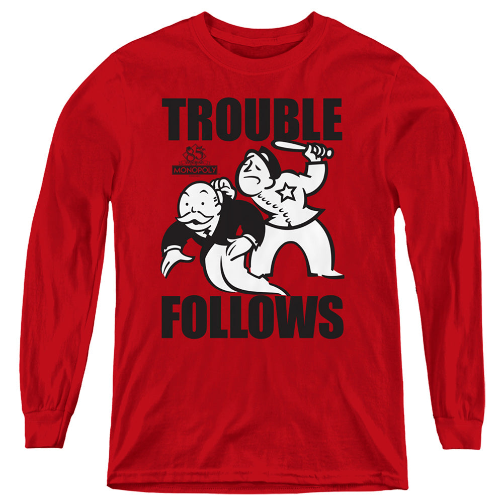 Monopoly Trouble Follows Youth Long Sleeve T-Shirt