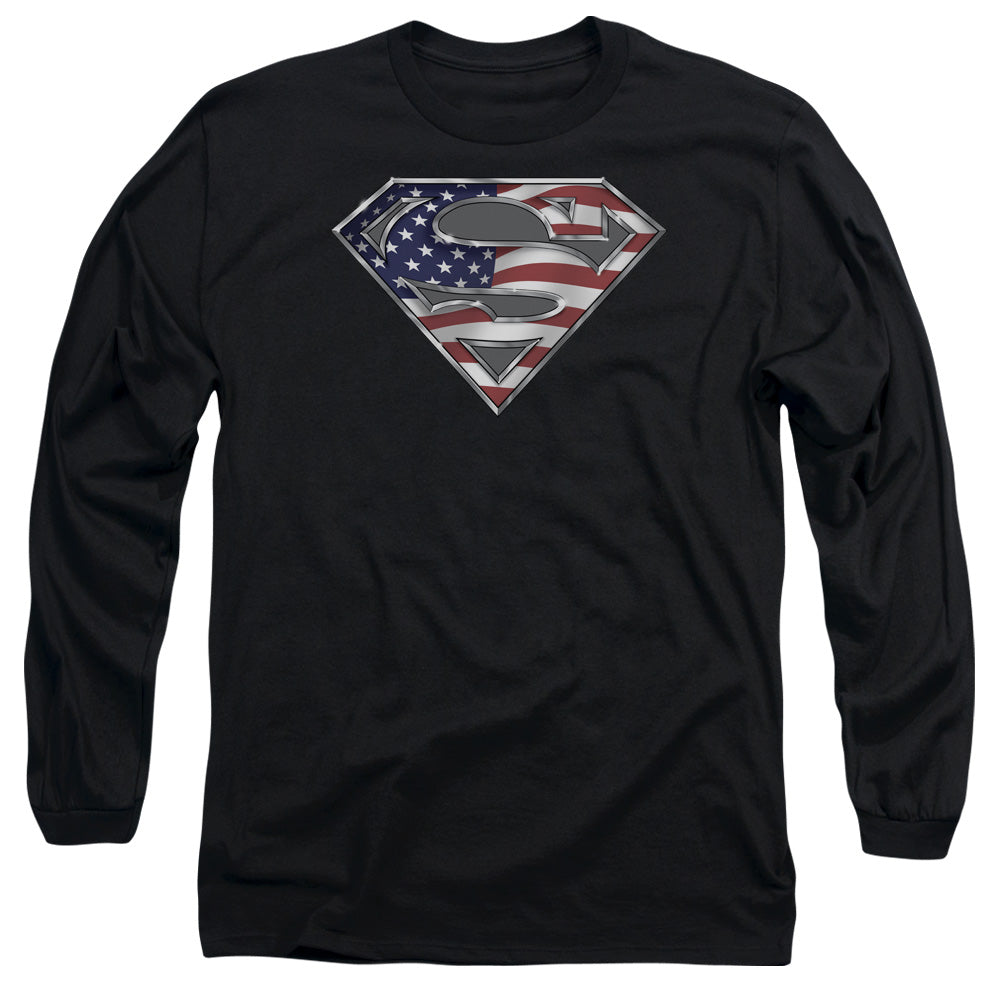 Superman All American Shield Black Long Sleeve T-Shirt