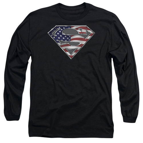 Superman All American Shield Black Long Sleeve T-Shirt