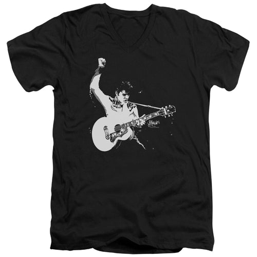Elvis Presley Black&White Guitarman V-Neck T-Shirt