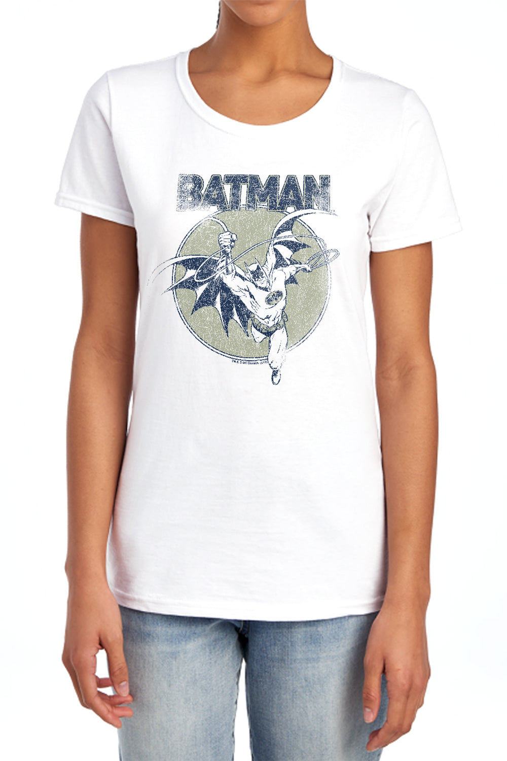 Batman Swinging Bat Womens T-Shirt