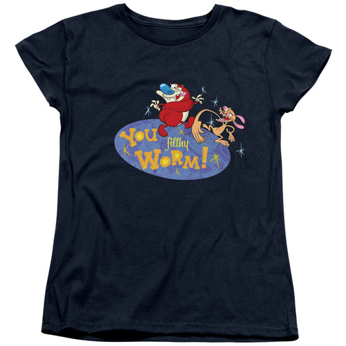 Ren and Stimpy You Filthy Worm! Womens T-Shirt