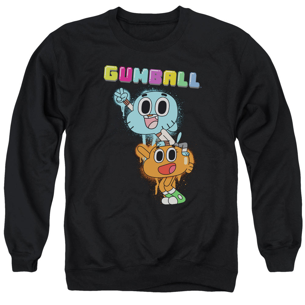 The Amazing World of Gumball Gumball and Darwin Spray Paint Crewneck Sweatshirt