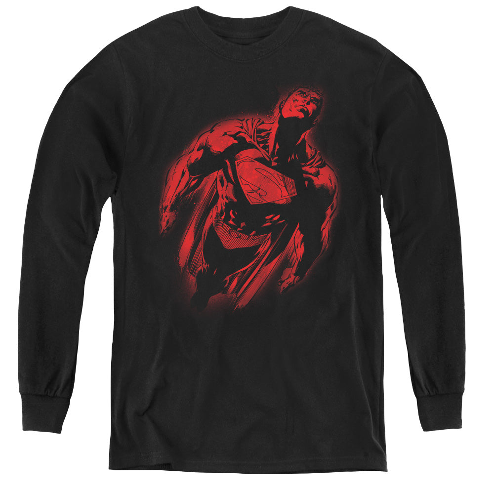 Superman Sprayed Supes Youth Long Sleeve T-Shirt